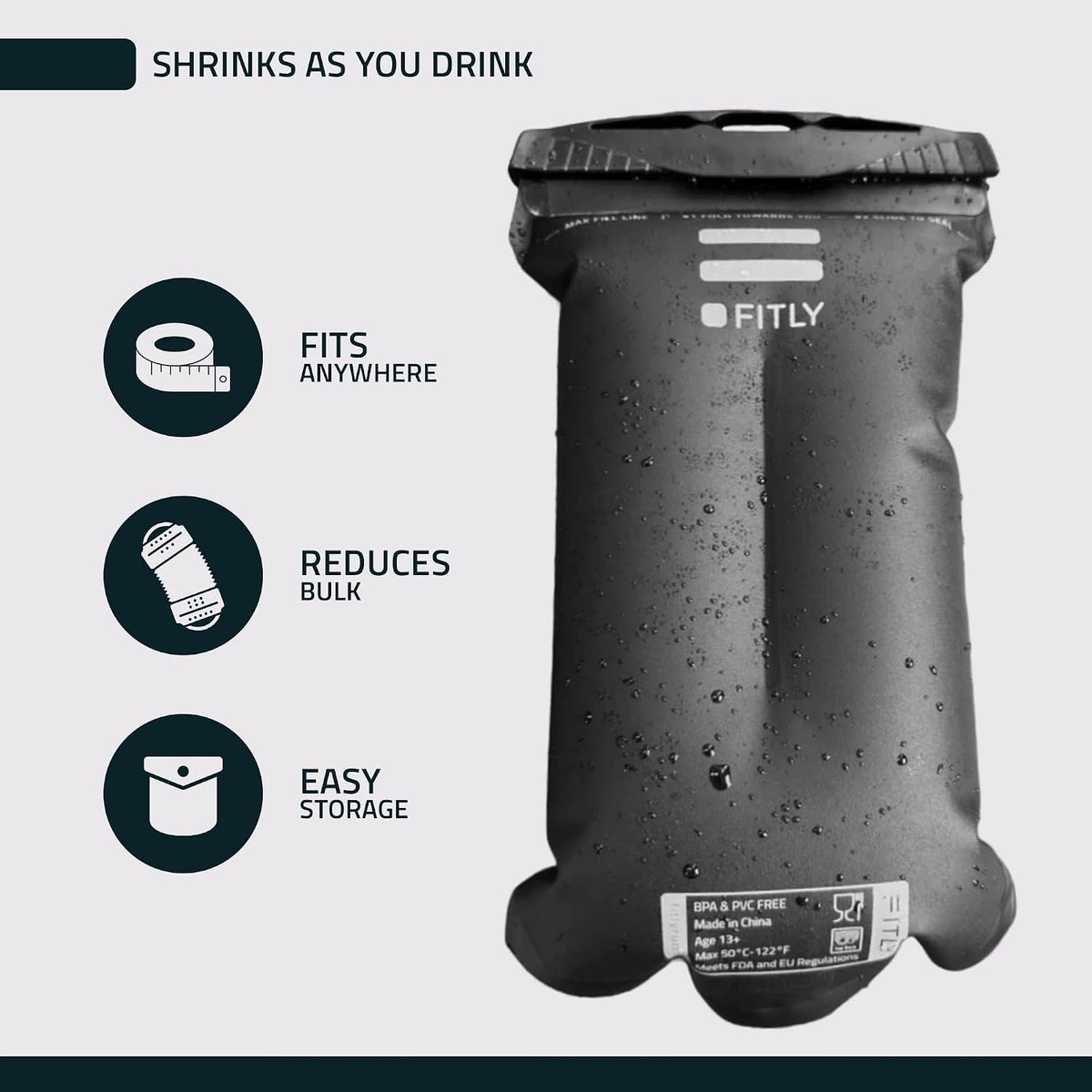 Soft Flask - Shrink As You Drink Soft Water Bottle for Hydration Pack - Folding Water Bottle Ideal for Running, Hiking, Cycling, Climbing & Rigorous Activity