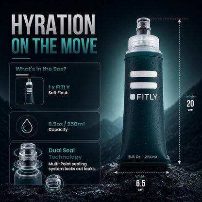 Soft Flask - Shrink As You Drink Soft Water Bottle for Hydration Pack - Folding Water Bottle Ideal for Running, Hiking, Cycling, Climbing & Rigorous Activity
