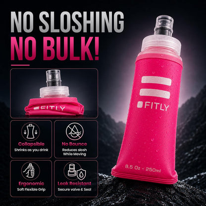 Soft Flask - Shrink As You Drink Soft Water Bottle for Hydration Pack - Folding Water Bottle Ideal for Running, Hiking, Cycling, Climbing & Rigorous Activity