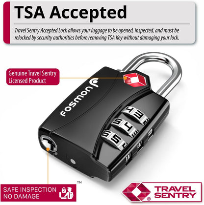 TSA Approved Luggage Locks, 3-Digit Combination Padlock