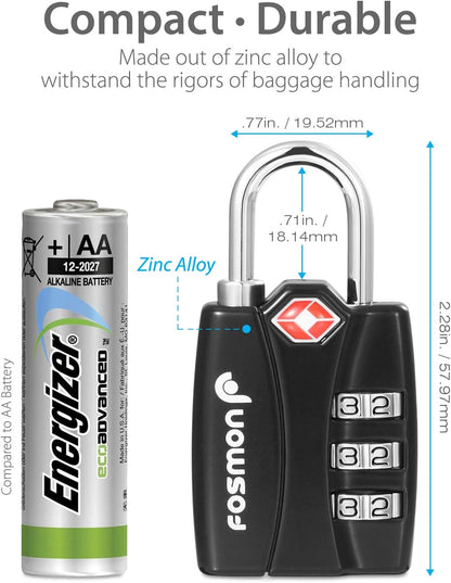 TSA Approved Luggage Locks, 3-Digit Combination Padlock