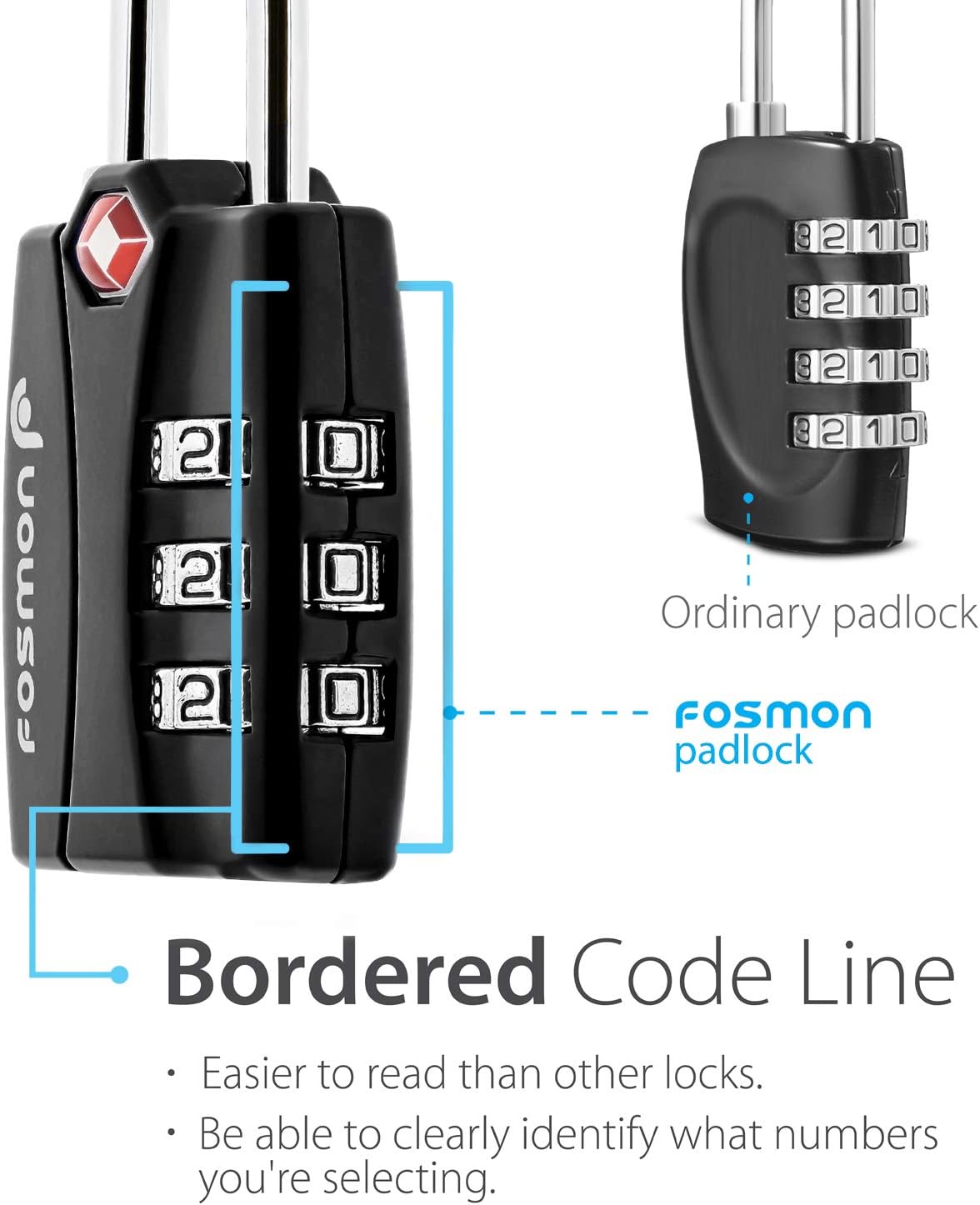 TSA Approved Luggage Locks, 3-Digit Combination Padlock