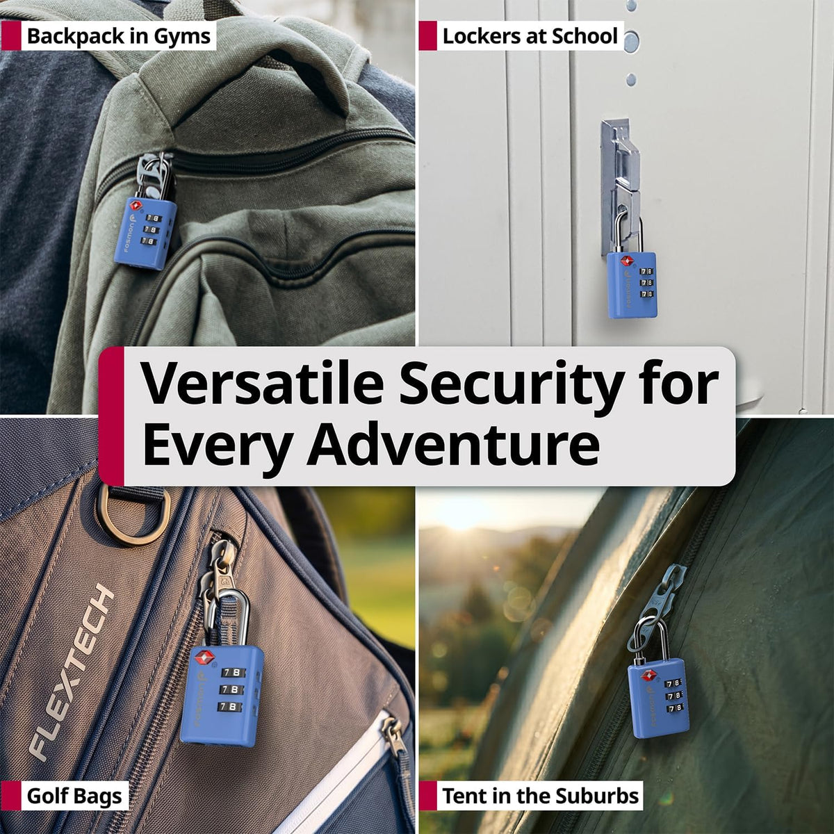 TSA Approved Luggage Locks, 3-Digit Combination Padlock