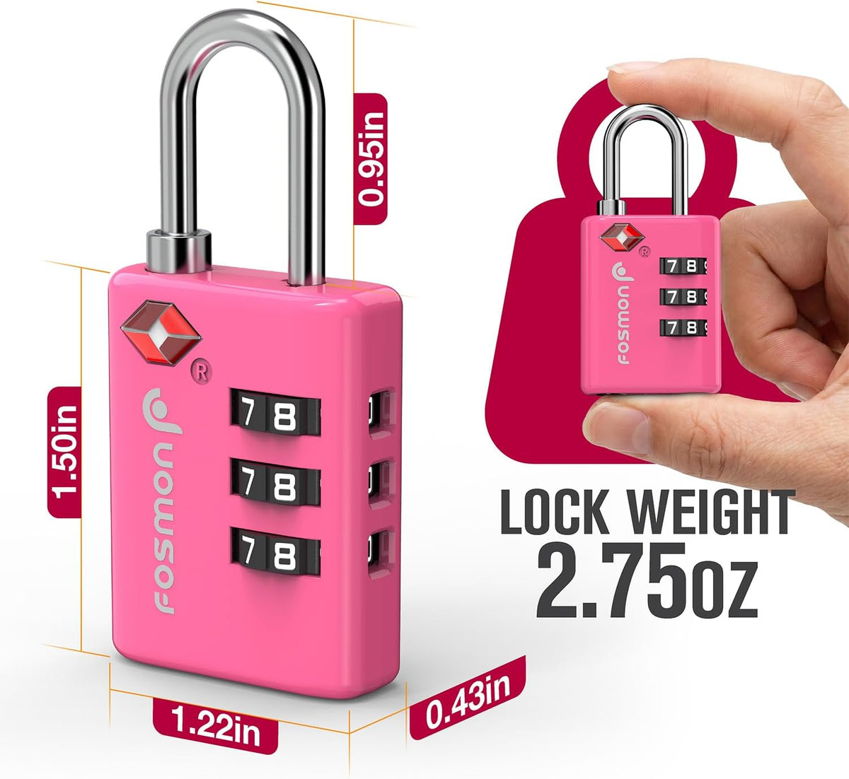 TSA Approved Luggage Locks, 3-Digit Combination Padlock