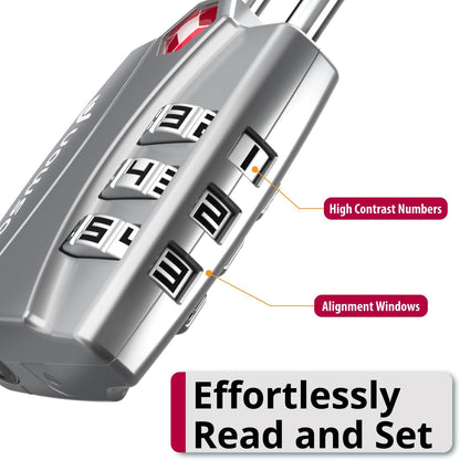 TSA Approved Luggage Locks, 3-Digit Combination Padlock