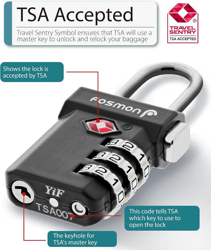 TSA Approved Luggage Locks, 3-Digit Combination Padlock