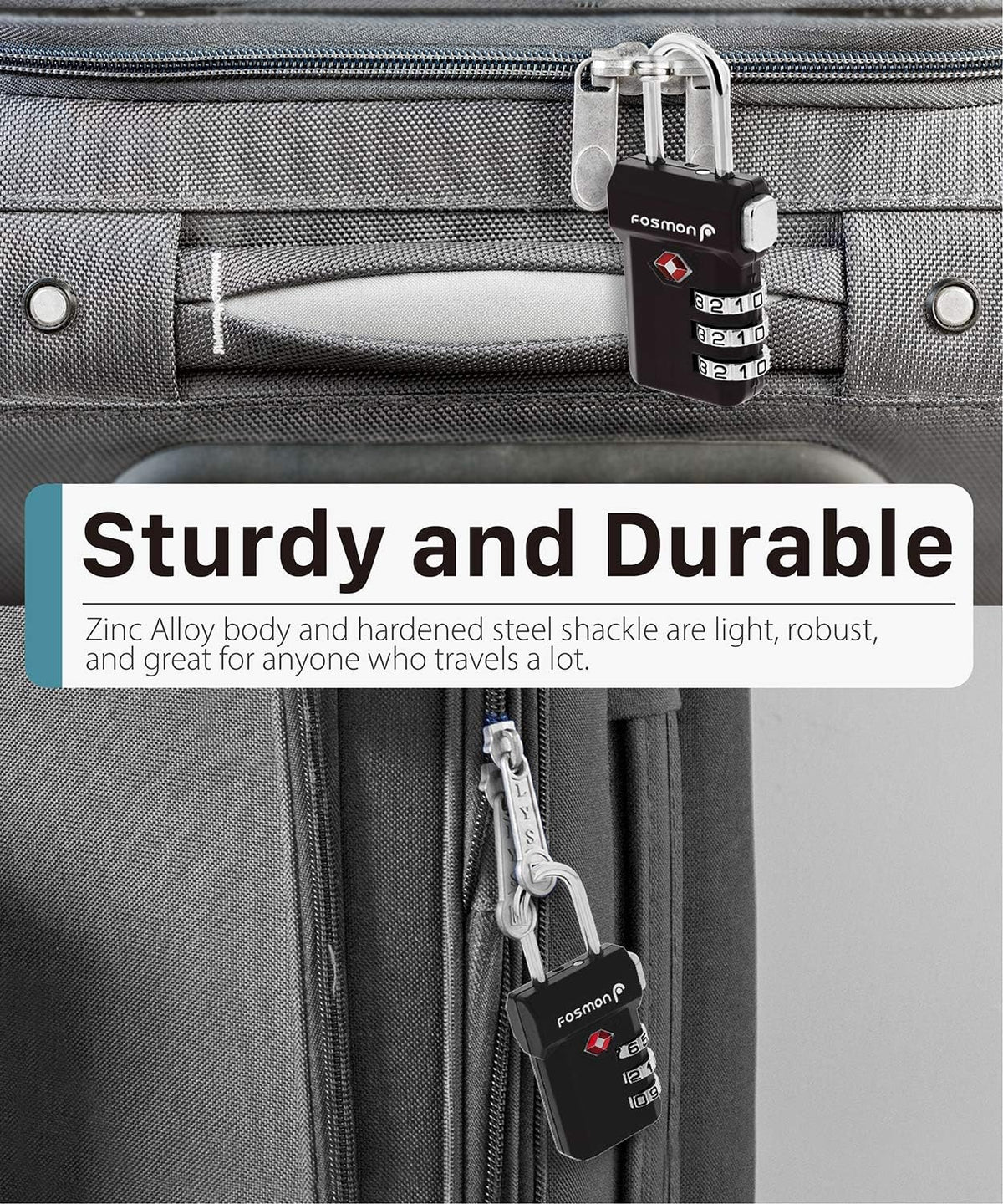 TSA Approved Luggage Locks, 3-Digit Combination Padlock