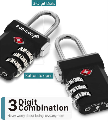 TSA Approved Luggage Locks, 3-Digit Combination Padlock