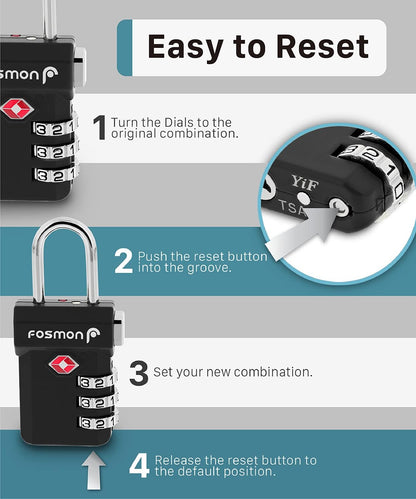 TSA Approved Luggage Locks, 3-Digit Combination Padlock
