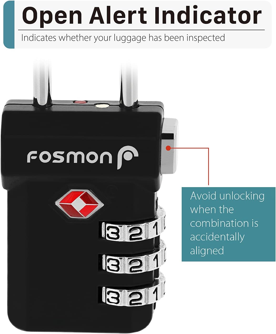 TSA Approved Luggage Locks, 3-Digit Combination Padlock