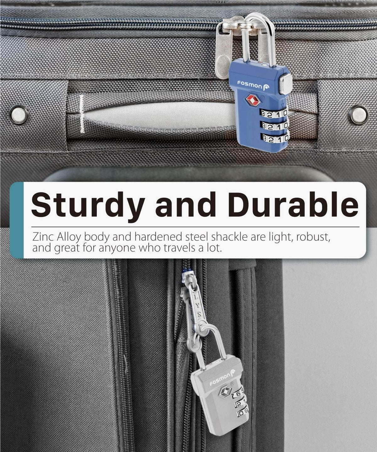 TSA Approved Luggage Locks, 3-Digit Combination Padlock