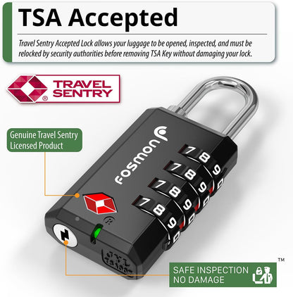 TSA Approved Luggage Locks, 3-Digit Combination Padlock