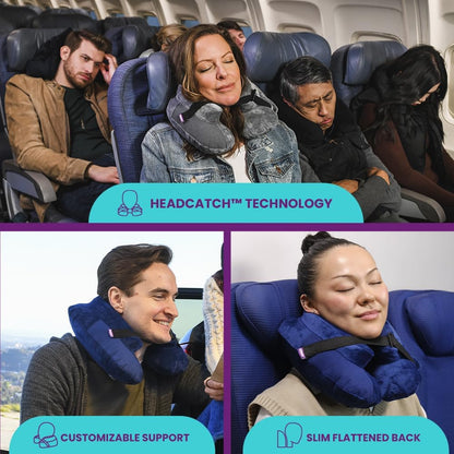 Inflatable Travel Pillow – Air TNE – Adjustable, Lightweight, and Supportive for Sleeping on Airplanes, Trains, and Cars– Customized Fit and Compact Carrying Case (Slate Grey)