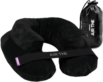 Inflatable Travel Pillow – Air TNE – Adjustable, Lightweight, and Supportive for Sleeping on Airplanes, Trains, and Cars– Customized Fit and Compact Carrying Case (Slate Grey)
