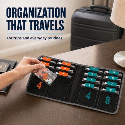 Travel Pill Organizer, Portable Pill Case, Daily Pill Box to Hold Vitamins, Medication, Prescriptions, Or Medicine Storage for Pocket Purse