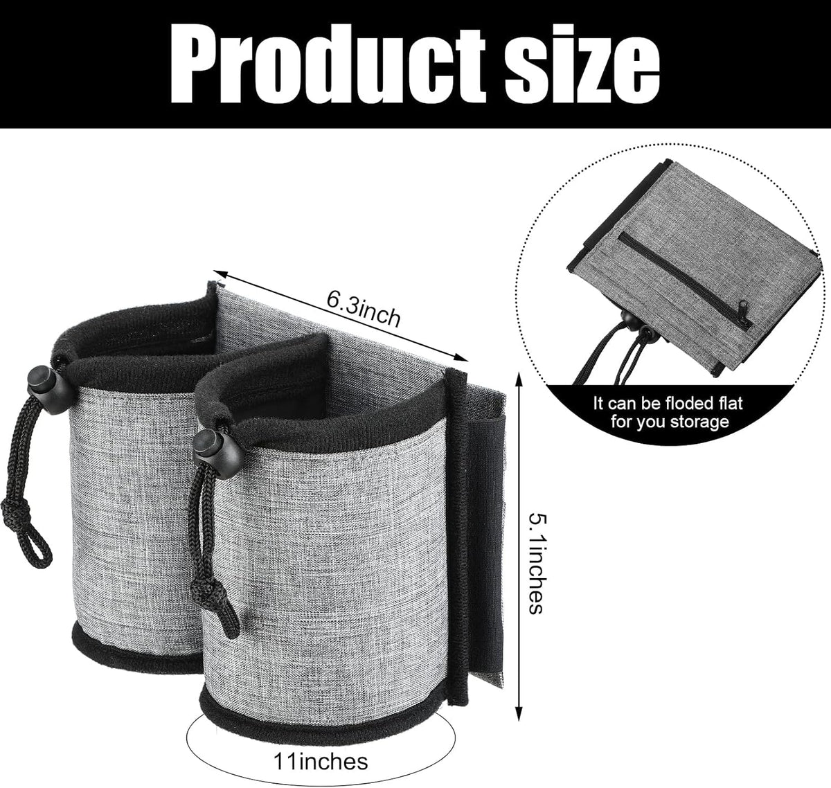 Luggage Cup Holder Travel Essentials Cup Holder, Hands-Free Drink Holder with 2 Coffee Mugs Tightening Drawstring, Accessory for Flying & Travelers - Travel Luggage Accessories (Grey)