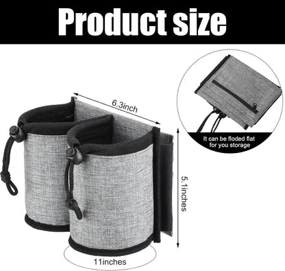 Luggage Cup Holder Travel Essentials Cup Holder, Hands-Free Drink Holder with 2 Coffee Mugs Tightening Drawstring, Accessory for Flying & Travelers - Travel Luggage Accessories (Grey)