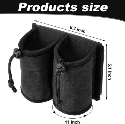 Luggage Cup Holder Travel Essentials Cup Holder, Hands-Free Drink Holder with 2 Coffee Mugs Tightening Drawstring, Accessory for Flying & Travelers - Travel Luggage Accessories (Grey)
