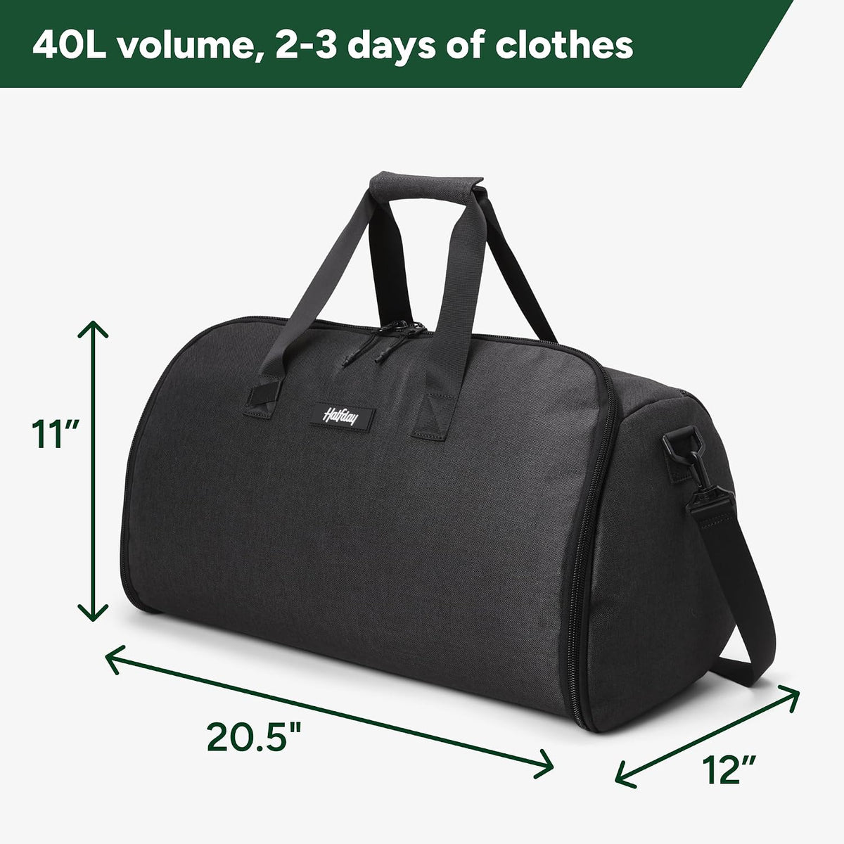Halfday Convertible 2-in-1 Garment Duffel Weekender 40L, Carry On, Shadow