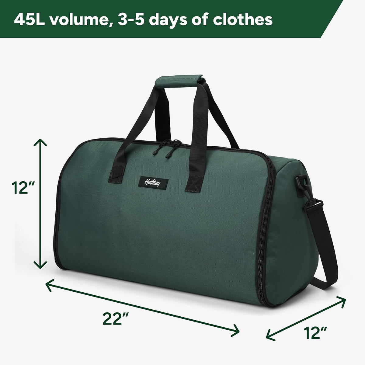Halfday Convertible 2-in-1 Garment Duffel Weekender 40L, Carry On, Shadow