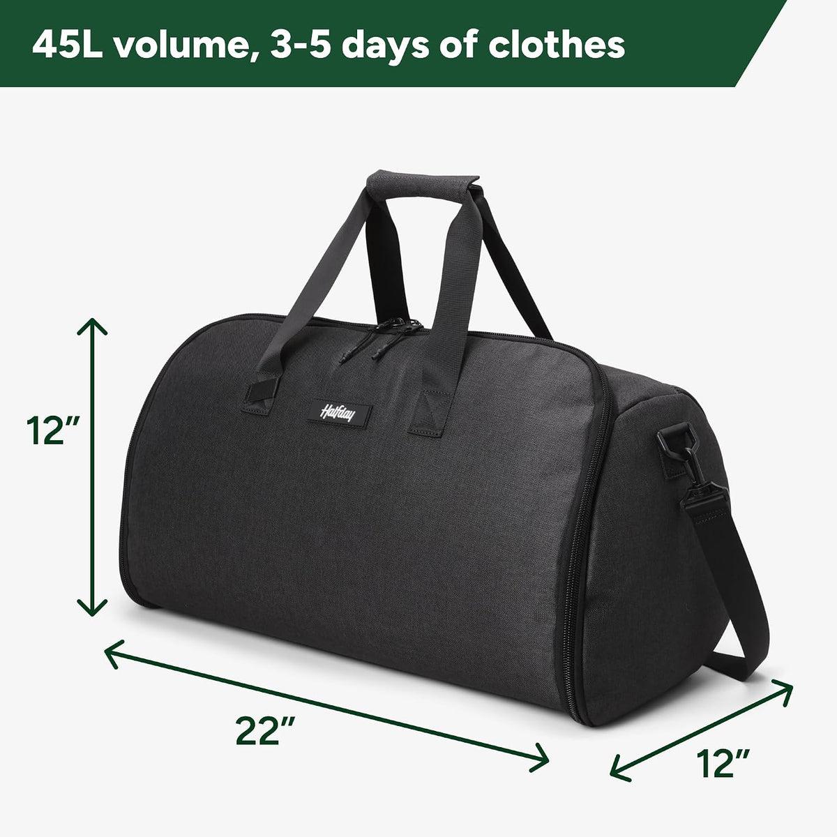 Halfday Convertible 2-in-1 Garment Duffel Weekender 40L, Carry On, Shadow