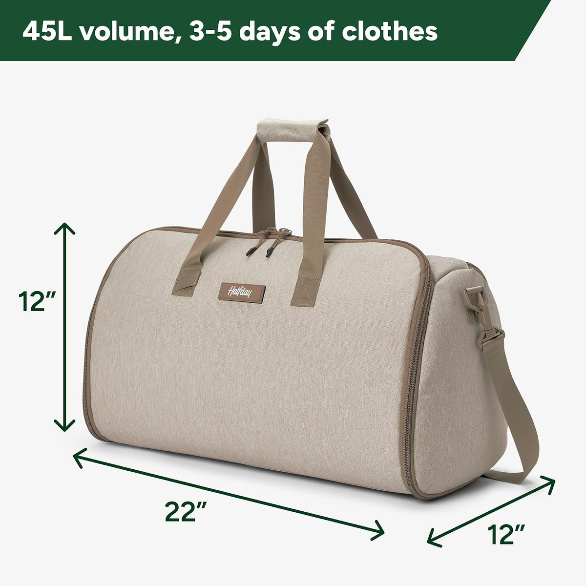 Halfday Convertible 2-in-1 Garment Duffel Weekender 40L, Carry On, Shadow