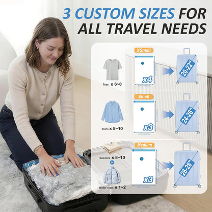 Travel Vacuum Storage Bags with Rechargeable Cordless USB Pump, 15 Combo