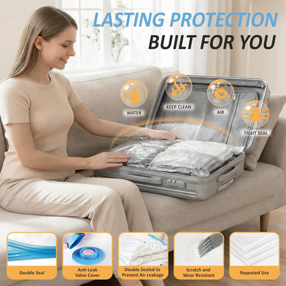 Travel Vacuum Storage Bags with Rechargeable Cordless USB Pump, 15 Combo