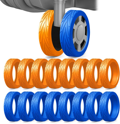 16 Pack Upgrade Luggage Wheel Covers, For 2-2.4" Spinner Wheel, Blue&Orange