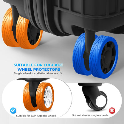 16 Pack Upgrade Luggage Wheel Covers, For 2-2.4" Spinner Wheel, Blue&Orange