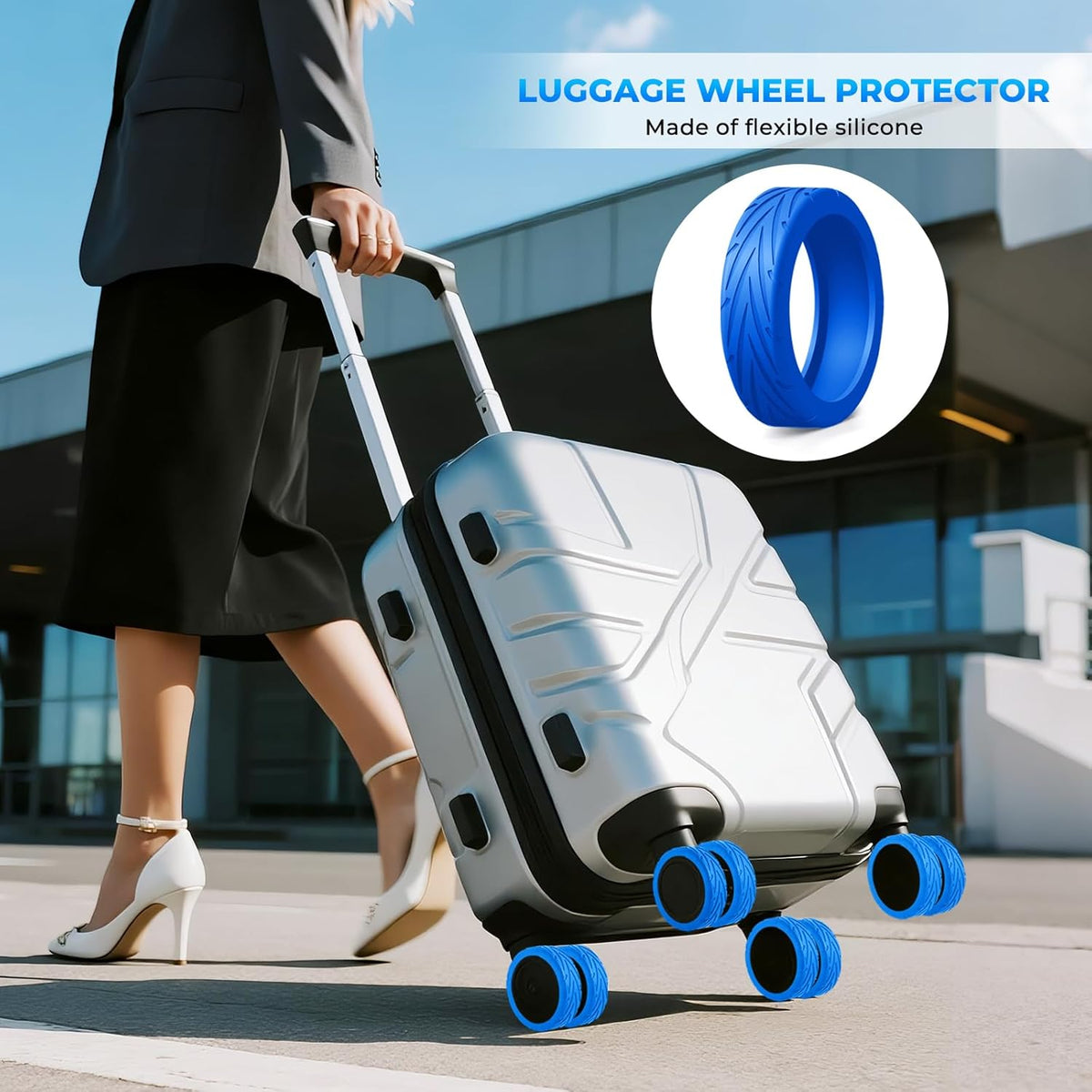 16 Pack Upgrade Luggage Wheel Covers, For 2-2.4" Spinner Wheel, Blue&Orange