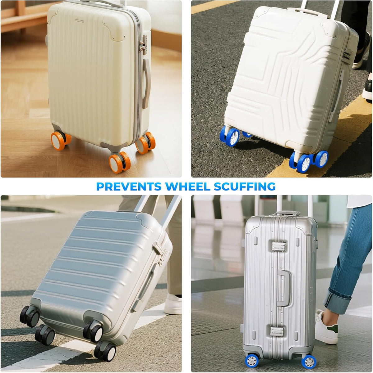 16 Pack Upgrade Luggage Wheel Covers, For 2-2.4" Spinner Wheel, Blue&Orange