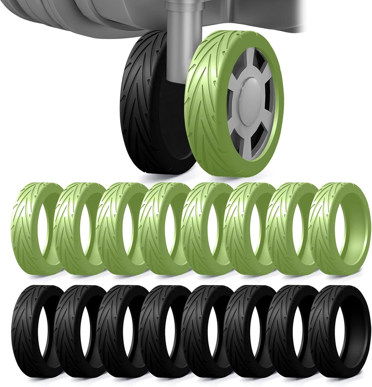 16 Pack Upgrade Luggage Wheel Covers, For 2-2.4" Spinner Wheel, Blue&Orange