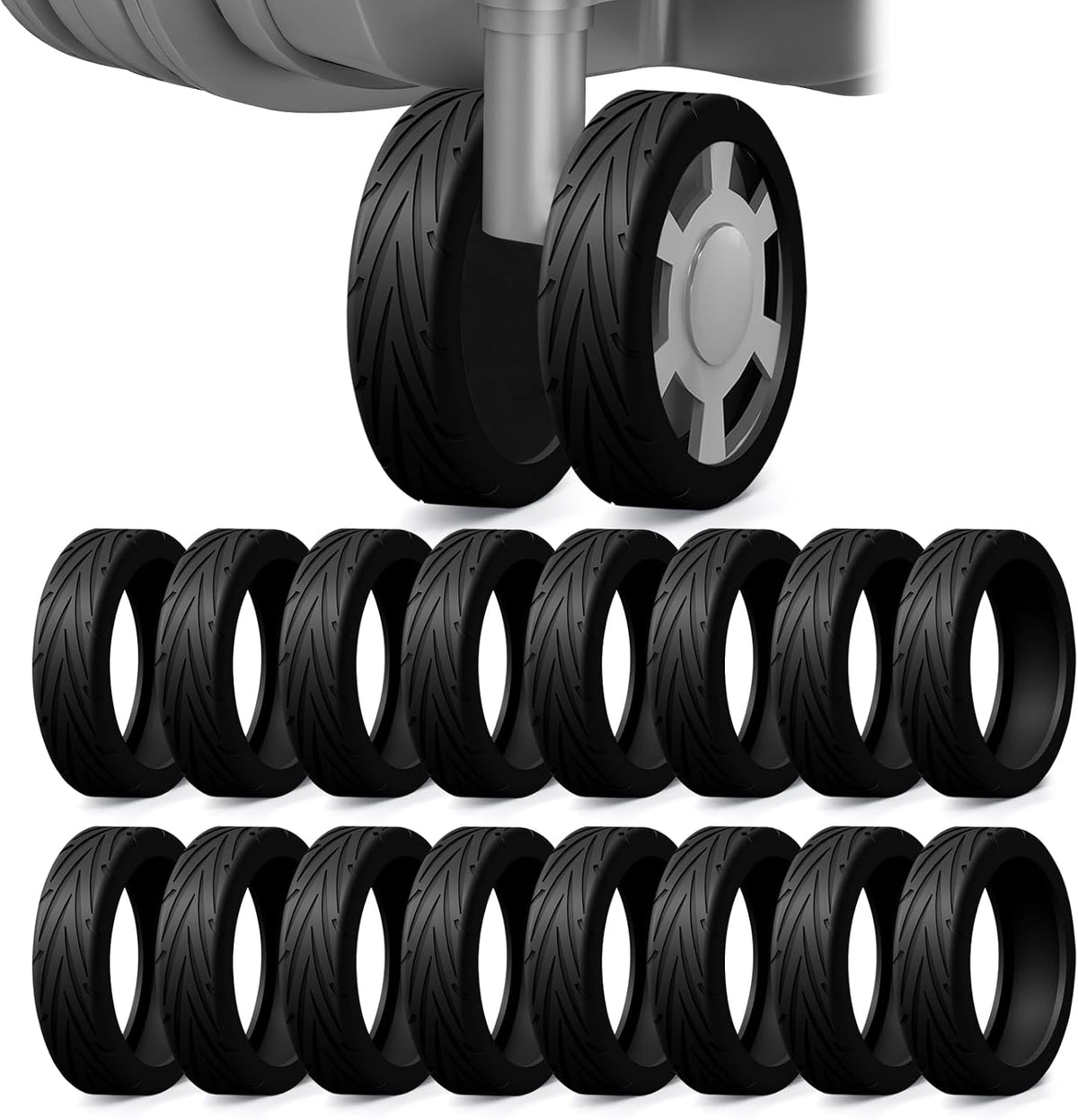 16 Pack Upgrade Luggage Wheel Covers, For 2-2.4" Spinner Wheel, Blue&Orange