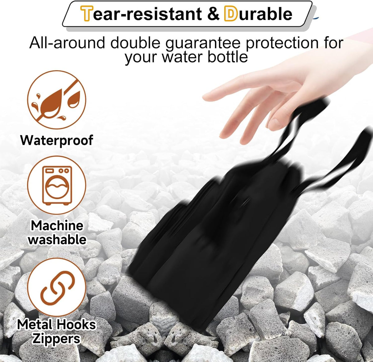 32-40 oz Crossbody Water Bottle Carrier Bag with Phone Pocket, Black