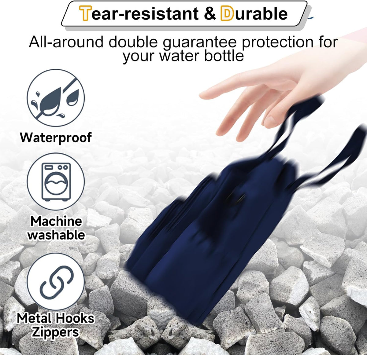 32-40 oz Crossbody Water Bottle Carrier Bag with Phone Pocket, Black