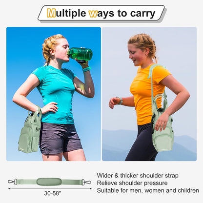 32-40 oz Crossbody Water Bottle Carrier Bag with Phone Pocket, Black