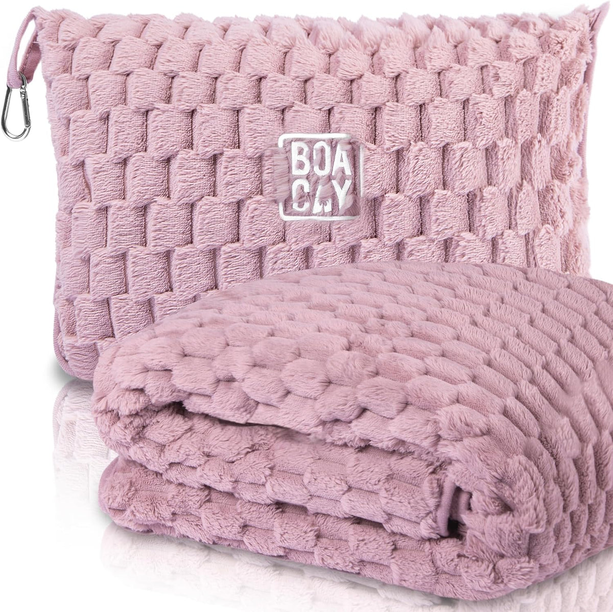 Packable Travel Blanket for Airplane, Car - Compact Office Blanket - Portable Pillow for Adults, Kids with Case, Luggage Sleeve, Backpack Clip