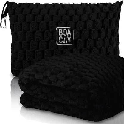 Packable Travel Blanket for Airplane, Car - Compact Office Blanket - Portable Pillow for Adults, Kids with Case, Luggage Sleeve, Backpack Clip