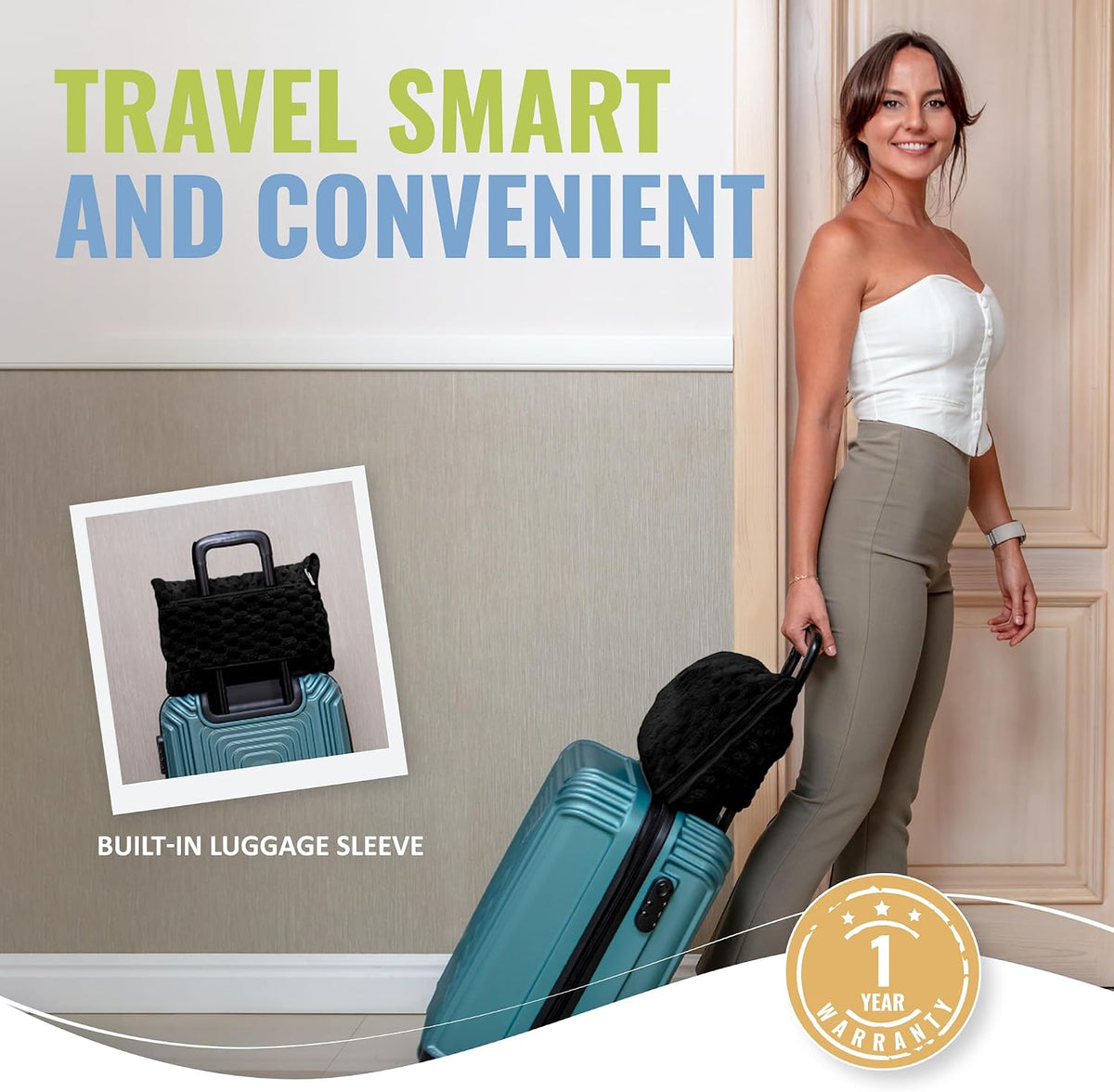 Packable Travel Blanket for Airplane, Car - Compact Office Blanket - Portable Pillow for Adults, Kids with Case, Luggage Sleeve, Backpack Clip