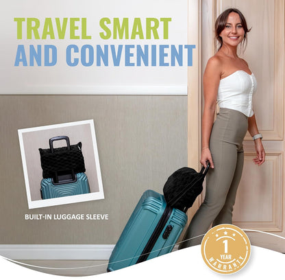 Packable Travel Blanket for Airplane, Car - Compact Office Blanket - Portable Pillow for Adults, Kids with Case, Luggage Sleeve, Backpack Clip