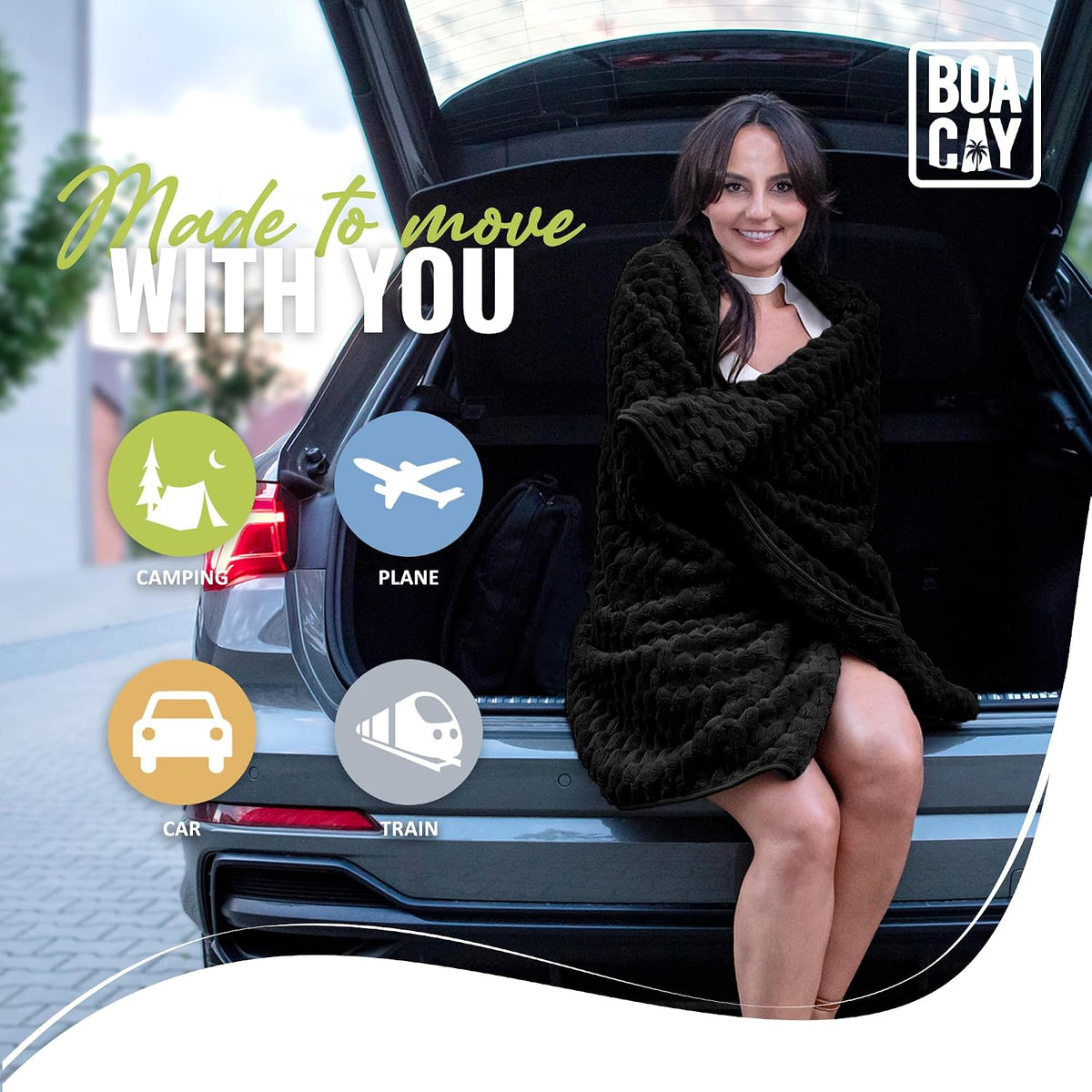 Packable Travel Blanket for Airplane, Car - Compact Office Blanket - Portable Pillow for Adults, Kids with Case, Luggage Sleeve, Backpack Clip