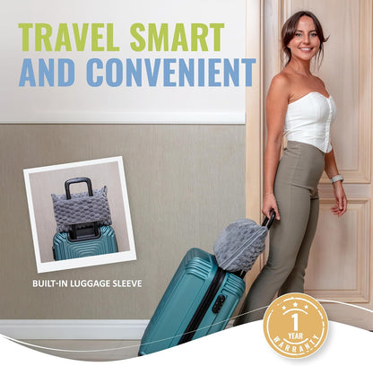 Packable Travel Blanket for Airplane, Car - Compact Office Blanket - Portable Pillow for Adults, Kids with Case, Luggage Sleeve, Backpack Clip