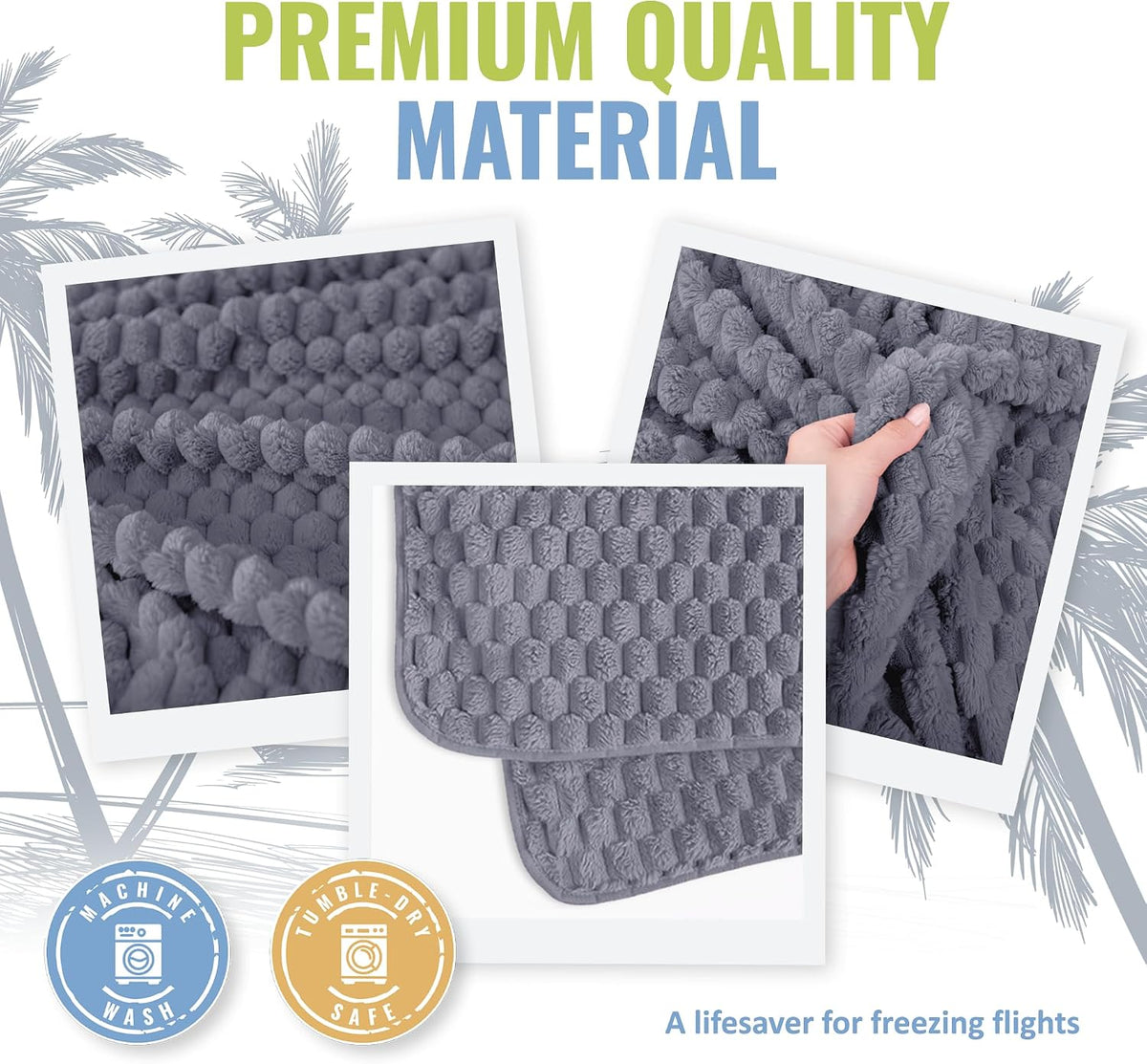 Packable Travel Blanket for Airplane, Car - Compact Office Blanket - Portable Pillow for Adults, Kids with Case, Luggage Sleeve, Backpack Clip