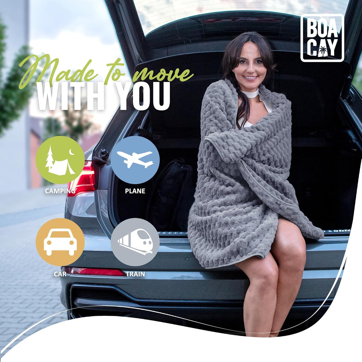Packable Travel Blanket for Airplane, Car - Compact Office Blanket - Portable Pillow for Adults, Kids with Case, Luggage Sleeve, Backpack Clip
