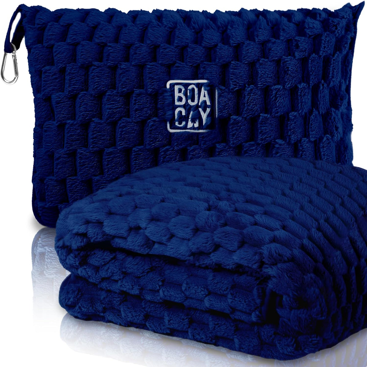 Packable Travel Blanket for Airplane, Car - Compact Office Blanket - Portable Pillow for Adults, Kids with Case, Luggage Sleeve, Backpack Clip