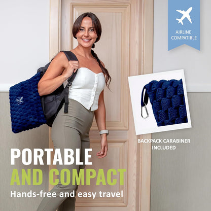 Packable Travel Blanket for Airplane, Car - Compact Office Blanket - Portable Pillow for Adults, Kids with Case, Luggage Sleeve, Backpack Clip