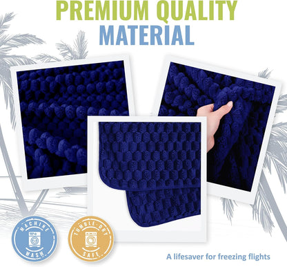 Packable Travel Blanket for Airplane, Car - Compact Office Blanket - Portable Pillow for Adults, Kids with Case, Luggage Sleeve, Backpack Clip