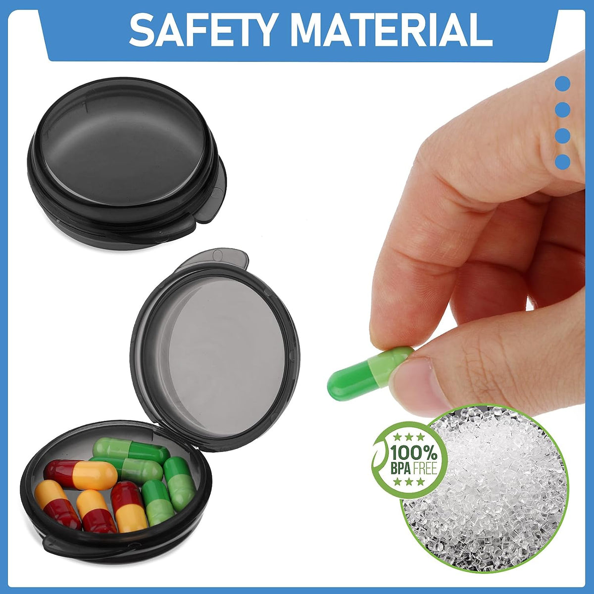 4 Pcs Mini Pill Organizer Small Pill Box Cute Portable Pill Case for Pocket Purse Travel Storage Containers Earplug Case Medicine Dispenser Vitamin Holder(Blue+Pink+Purple+Green)