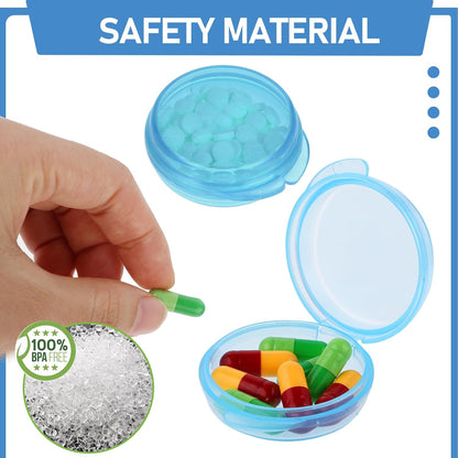 4 Pcs Mini Pill Organizer Small Pill Box Cute Portable Pill Case for Pocket Purse Travel Storage Containers Earplug Case Medicine Dispenser Vitamin Holder(Blue+Pink+Purple+Green)